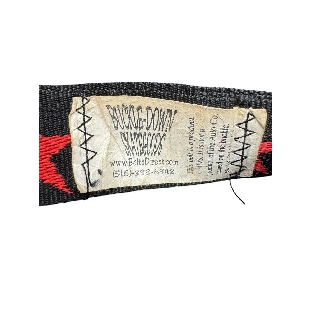 Buckle-Down Seatbelt Belt Unisex OS Black Red Excellent GM Buckle Star Print